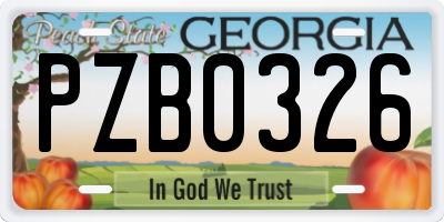 GA license plate PZB0326