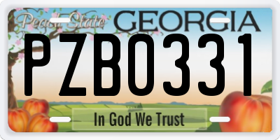 GA license plate PZB0331