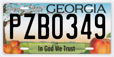 GA license plate PZB0349