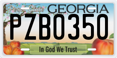 GA license plate PZB0350