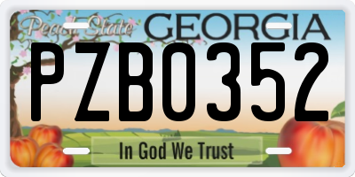 GA license plate PZB0352
