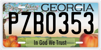 GA license plate PZB0353