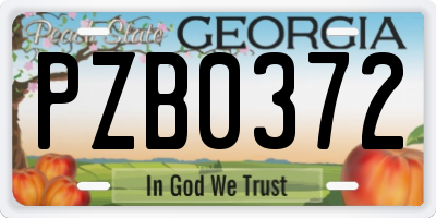 GA license plate PZB0372