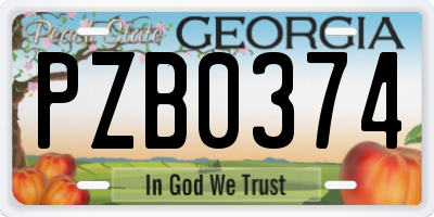 GA license plate PZB0374