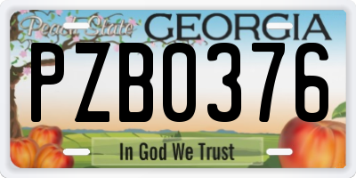 GA license plate PZB0376