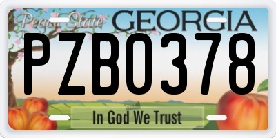 GA license plate PZB0378
