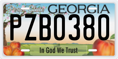 GA license plate PZB0380
