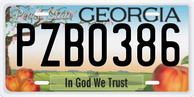 GA license plate PZB0386