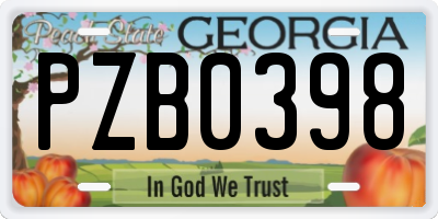 GA license plate PZB0398