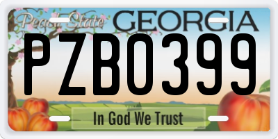 GA license plate PZB0399