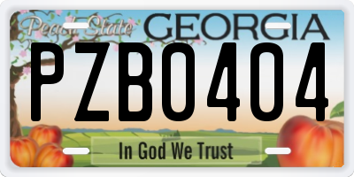 GA license plate PZB0404