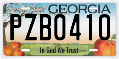GA license plate PZB0410