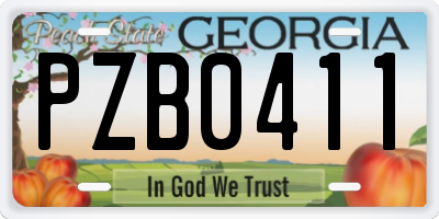 GA license plate PZB0411