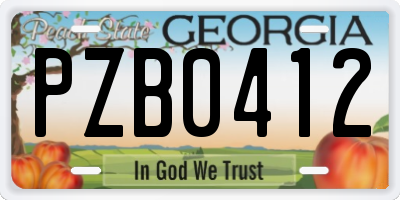 GA license plate PZB0412