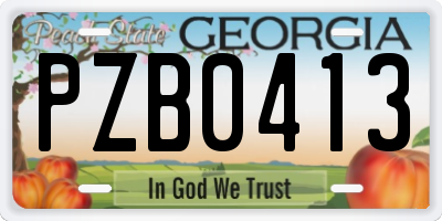 GA license plate PZB0413