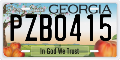 GA license plate PZB0415