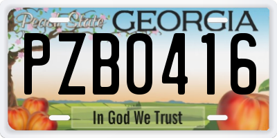 GA license plate PZB0416