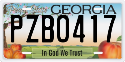 GA license plate PZB0417