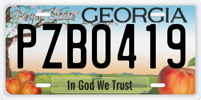 GA license plate PZB0419