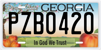 GA license plate PZB0420
