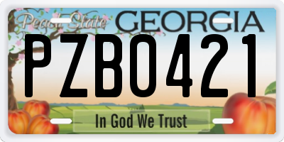 GA license plate PZB0421