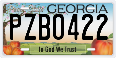 GA license plate PZB0422