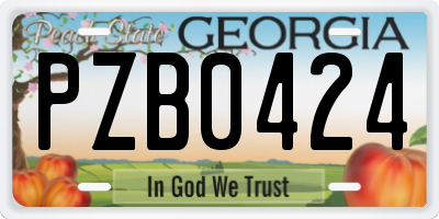 GA license plate PZB0424