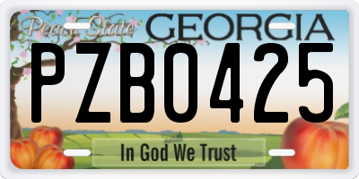 GA license plate PZB0425