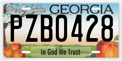 GA license plate PZB0428
