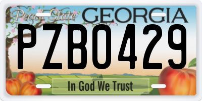 GA license plate PZB0429