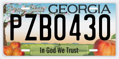 GA license plate PZB0430