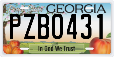 GA license plate PZB0431