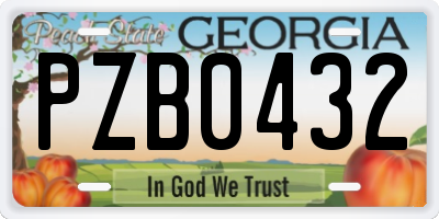 GA license plate PZB0432