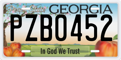 GA license plate PZB0452