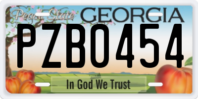 GA license plate PZB0454