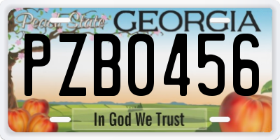 GA license plate PZB0456