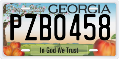 GA license plate PZB0458