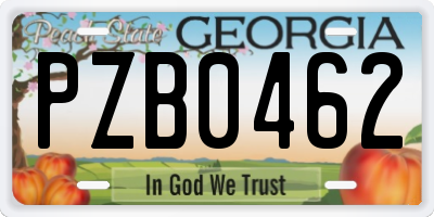 GA license plate PZB0462