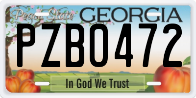 GA license plate PZB0472