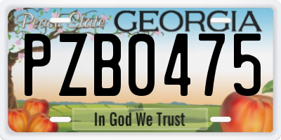 GA license plate PZB0475