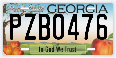 GA license plate PZB0476