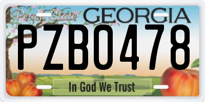 GA license plate PZB0478