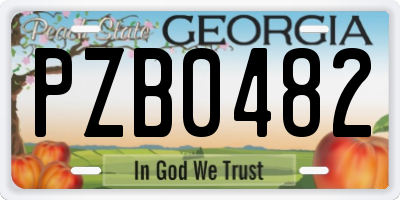 GA license plate PZB0482