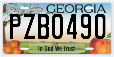 GA license plate PZB0490