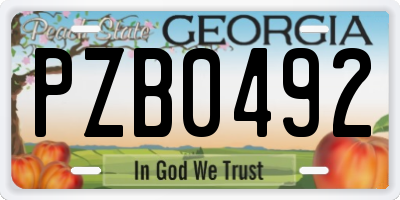GA license plate PZB0492