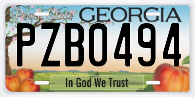GA license plate PZB0494