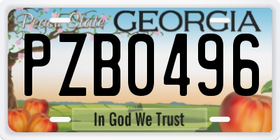 GA license plate PZB0496
