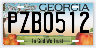 GA license plate PZB0512