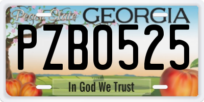 GA license plate PZB0525