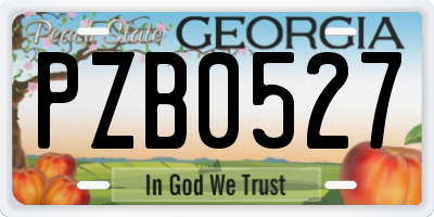 GA license plate PZB0527